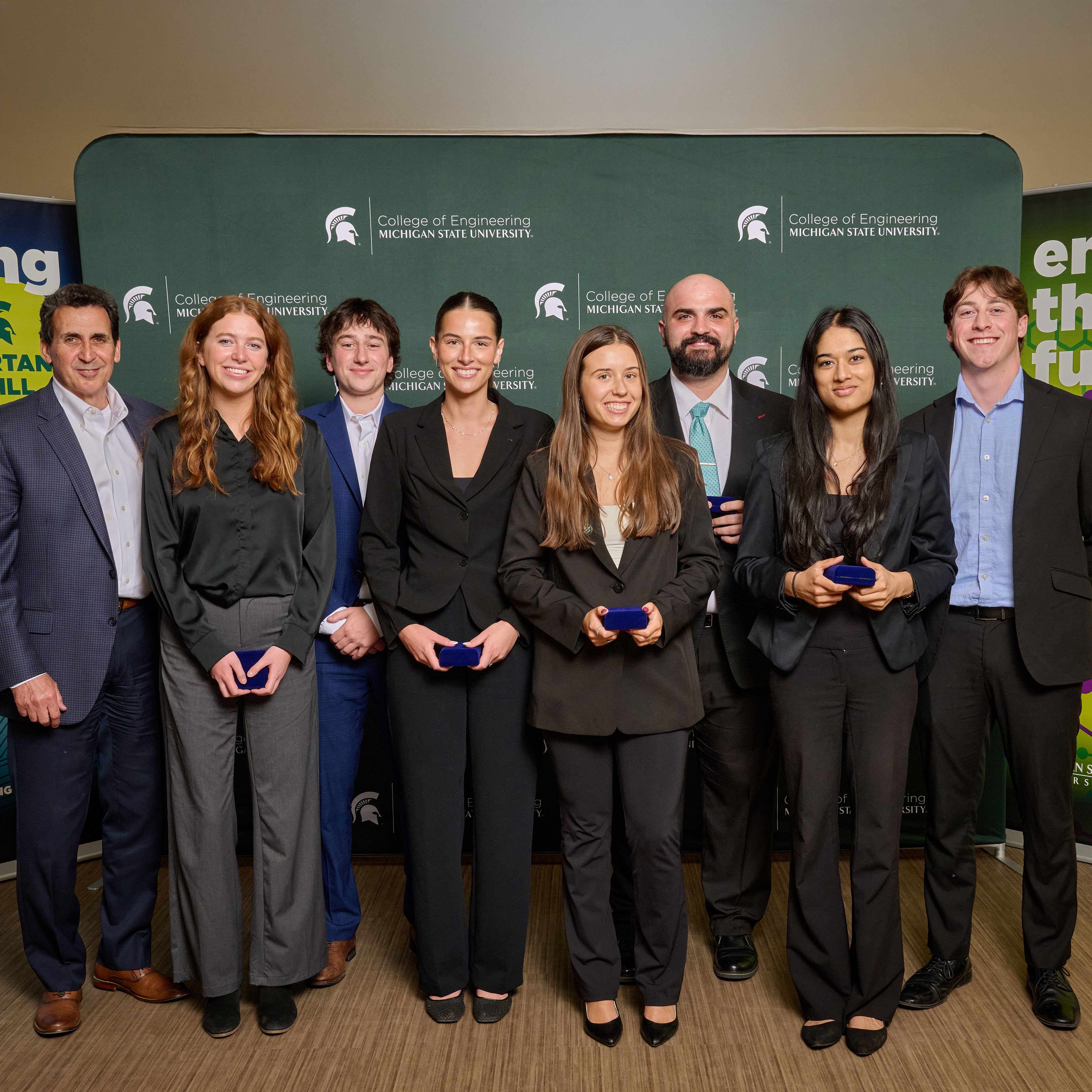 Left to right: Grace O’Malley, Jacob Griswold, Olivia Peplowski, Rosalia Miller, Mario Pjetrushaj, Sanjana Jettipalle, Carson Hennessey