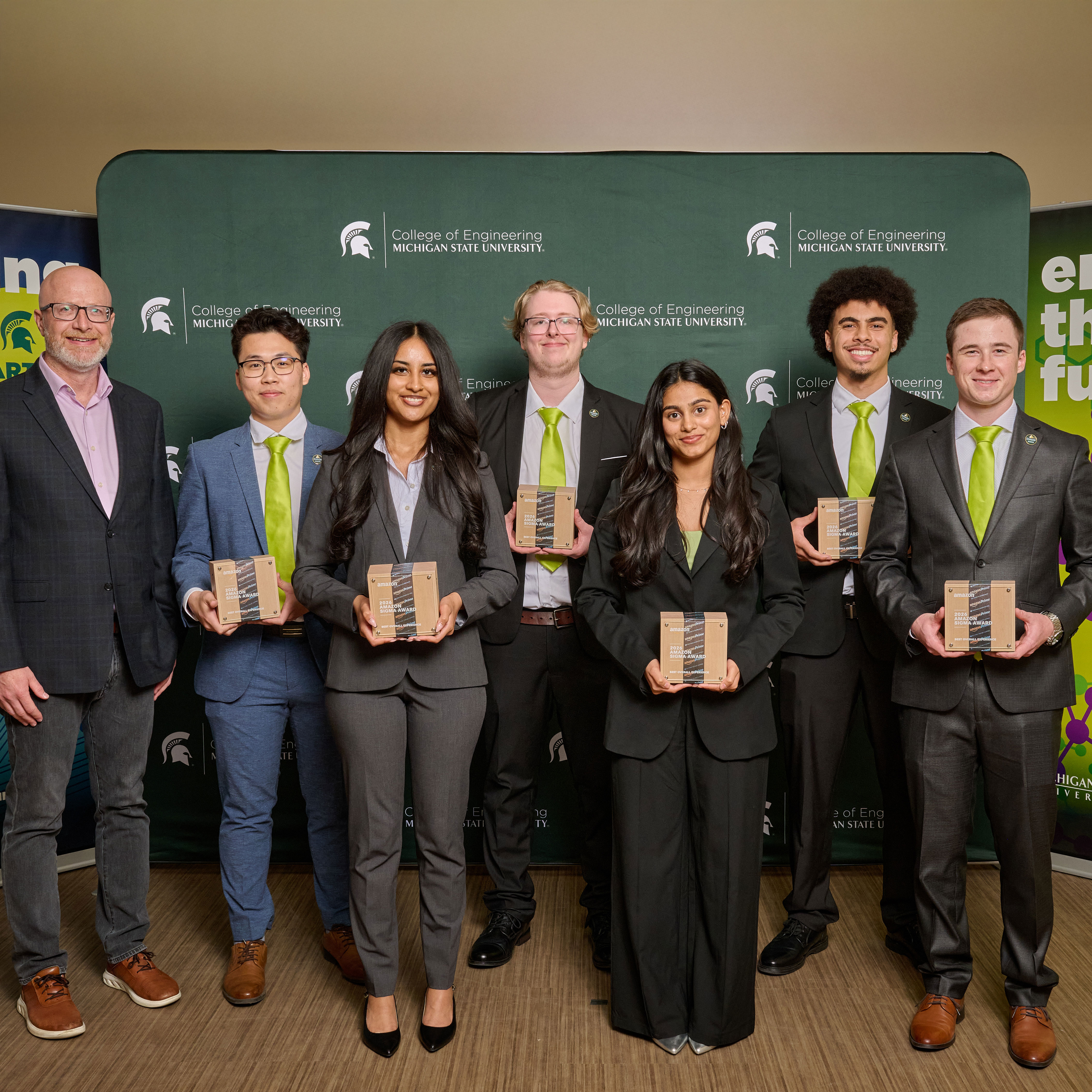 Left to right: Bach Nguyen, Navya Gupta, Noah Gaw, Yashika Desai, Jake Aquino, Grayson Viener